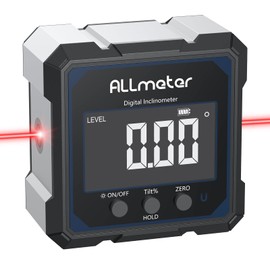 ALLmeter Rechargeable Laser Inclinometer with 4-Side Magnets - Digital Level Box 0.05° Resolution, Class 2 Laser (<1mW), Type-C Charging for Woodworking & Construction