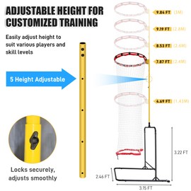 Volleyball Setter Training Equipment Net with 6 Angle & 5 Height Adjustments, Portable Volleyball Setting Trainer Net with 2 Rubber Wheels for Indoor Outdoor Practice Serving and Setting