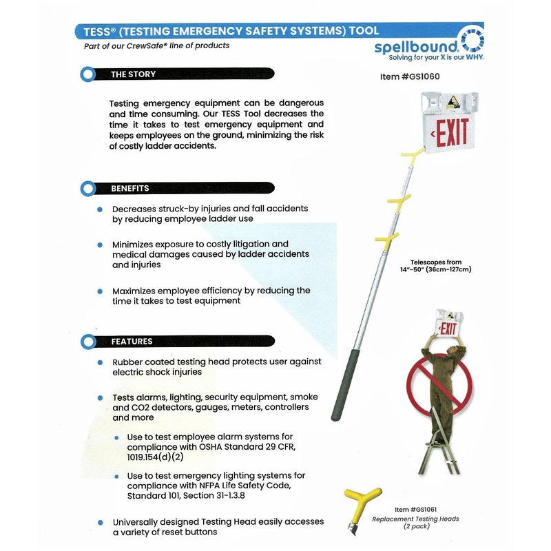 Tess Safety Pole -Smoke Detector and Emergency Exit- Extendable Pole