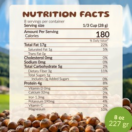 Tutafin Premium Raw Hazelnuts in Shell - Jumbo Whole Filberts, Fresh Harvested, Turkish Hazelnuts for Snacking & Baking - 8 oz (Pack Of 1)