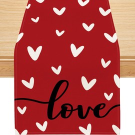 Siilues Camino de mesa para el día de San Valentín, decoración de corazón dulce de San Valentín, camino de amor para el día de San Valentín, decoración de día festivo de temporada para interiores y