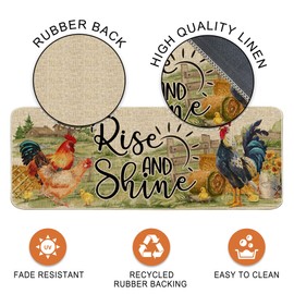 Hexagram Rooster Kitchen Decor, Chicken Farmhouse Kitchen Rugs Decorations for Home Decorative Sunflower Decor for Floor,Bathroom, Kitchen Mat Set of 2 17x29-17x47 inches