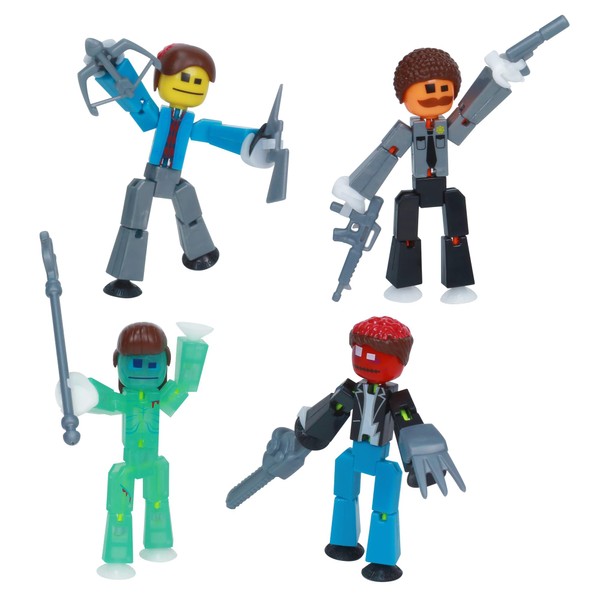 Zing StikBot Halloween Zombie Pack, Set of 4 Printed StikBots Collectable Figures, Includes 4 StikBots and Accessories, Stop Motion Toy for Kids Ages 4 and Up