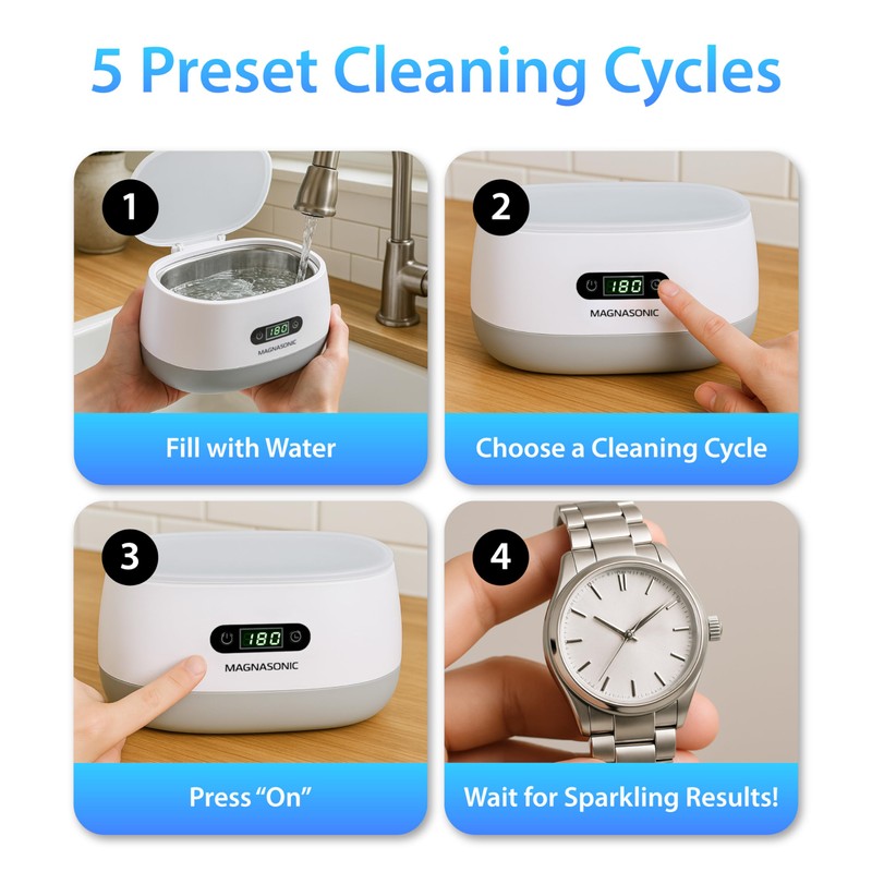Magnasonic Ultrasonic Cleaner - 20oz Tank Ultrasonic Retainer Cleaner w/
