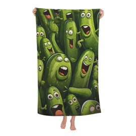 VANZEV Pickle Beach Towel Fun Food Sand-Free Microfiber Bath Towel Ultra Soft Quick Dry Pool Towel Absorbent Towel Lightweight Towel Gifts for Outdoor Bathroom Swimming Decor 31inx51in