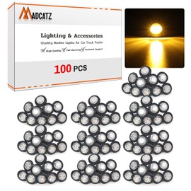 3/4" Round 3 LED Side Marker Clearance Lights Front Rear Top Marker Indicators Tail Light Waterproof for Trailer Truck Car Bus Van Pickup RV Wrangler ATV UTV (100Pcs Amber LED Lights Clear Lens)