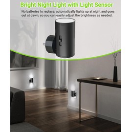 LED Night Light Plug in, Modern Night Lights Plug into Wall, Dusk to Dawn Sensor, 5-300LM Adjustable Brightness,Daylight 5000K,Dimmable Night Lights for Hallway Bedroom Stairway, 2 Pack