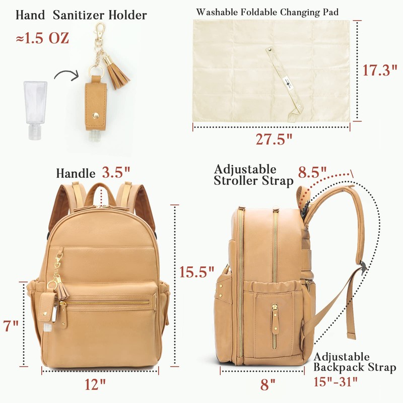 miss fong Diaper Bag Backpack Leather Diaper Bag, Baby Diaper