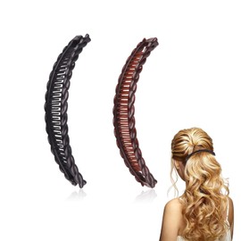2 Pcs Banana Hair Clip, Long Comb Clips, Banana Hair Combs Fishtail Hair Clip for Thick Thin Hair Slides for Women Girls Fine Hair Black and Brown