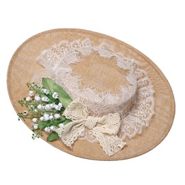 Victorian Hat Womens Girls Tea Party Hats Vintage Flowers Flat Hat (W)