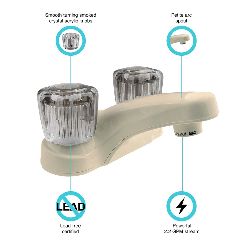 Dura Faucet DF-PL700S-BQ RV Bathroom Faucet with Smoked Acrylic Knobs