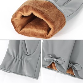 Kordear Women Leather Gloves - Winter Warm Touchscreen Ladies PU Leather Mittens Soft Fleece Lining Full Finger Winter Gloves for Women Girls Texting Driving Gifts UK