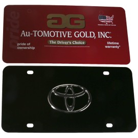 Auto Gold TOYCB Chrome On Black License Logo Plate, Toyota