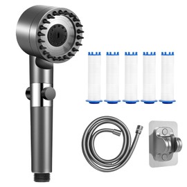 Shower Head, Water-Saving Universal, Shower Head with 1.5 m Hose, Economy Shower Head with Hand Shower Holder, No Drilling, Shower Head with Filter, 5 Pieces