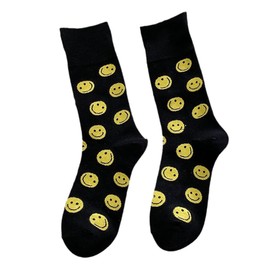 I Like Dress Crew Socks Amazing Smile Face Socks Funky Back Friday Casual Smile Socks (Black Socks)