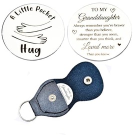 RFTWXHPN Pocket Hug Gifts for Granddaughter from Grandma Grandpa to My Granddaughter Gifts Always Remember You Are Braver Pocket Hugs Token Keychain for Granddaughter Inspirational Gift