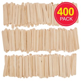 Baker Ross FN580 Mini Wooden Craft Sticks - Pack of 400, Lollipop Sticks for Crafts, Multipurpose Popsicle Sticks