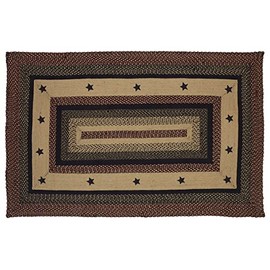 Country Star Black Premium Braided Collection | Primitive, Rustic, Country, Farmhouse Style | Jute/Cotton | 30Days Risk Free | Accent Rug/Door Mat/Floor Carpet- 27"x48" Rectangle