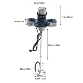 BIXIBIN Cement Mixer, Drywall Mortar Mixer, Render Paint Tile Rotary Mixing 1050W 6 Adjustable Speed, for Motar,Paint, Grout, Plaster, Thinset,Fodder Stirring Tool US, Blue