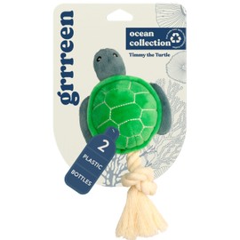 GRRREEN Ocean Collection Dog Toys | Medium Sized Timmy The Turtle | Cute, Durable, & Sustainable Plush Chew Toys for Dogs | Made from Eco Friendly & Recycled Materials | Go Green!