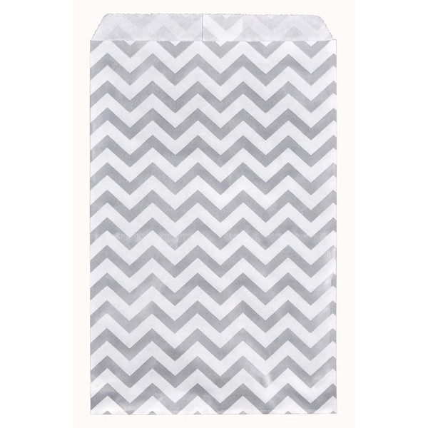 200 pcs Chevron Paper Gift Bags Shopping Sales Tote Bags 6" x 9" Shimmering Silver with Caddy Bay Collection Microfiber Cleaning Cloth
