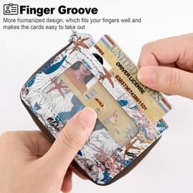 Mayski Credit Card Holder, Zipper Credit Card Wallet for Women, Small Accordion Card Cases Holder, KeyChain Wallet, Business Card Cases, Sea Turtle