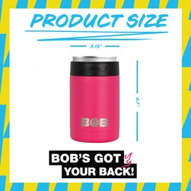 BOB THE COOLER CO - 12oz "Bob's Chillin" Short Double Wall Vacuum Insulated Can Cooler, Stainless Steel Can Cooler for Camping, Beverages, Drink, Beer, Beach & More (Vice Red)