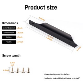 Satanga Edge Finger Tab Pull for cabinets Kitchen Concealed Drawer pulls Aluminum Flat Hidden Mount Door Long Handle for Home 10 Pack Modern Black 7.87" Overall Length Easy Installation