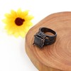 Black Plated Big Square Cocktail Ring, Heart Side, 0.4" Wide
