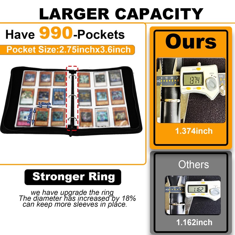 990 Pockets Card Binder, 9-Pocket 3-Rings Trading Card Album,Large Capacity