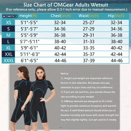 OMGear Wetsuit Women Men 3mm Neoprene Dive Wet Suit for Cold Water Short Thermal Swimsuit for Adults Snorkel Suit for Snorkeling Scuba Diving Swimming Surfing(Wathet,XX-Large)