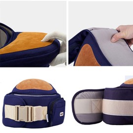 ANGELBB Baby Hip Seat Carrier with Pockets Ergonomic Infant Waist Stool Adjustable Belt Multiple Safe Guaranteed Fabric Anti-Slip Lightweight for Newborn Shower (Blue)