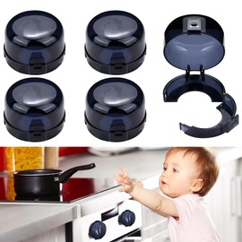 TWQA 5-Pack Stove Knob Safety Covers,Upgraded Press Gas Stove Knob Locks,Durable Design Childproof Oven Knob Locks for Babies and Pets, Sticky and Easy to Install,Black