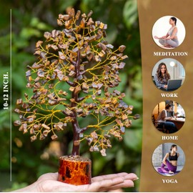 Tiger Eye Tree - Feng Shui - Crystal Tree for Positive Energy - Chakra Tree of Life Decor - Healing Crystals Tree - Spiritual Gifts for Women - Meditation - Home Decorations