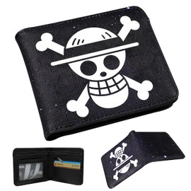 Toyuma Leather Wallet for Boys Wallets for Girls Kids Wallet Cute Kawaii Anime Cool Cartoon Fun Purse Credit ID Card Slim Bifold Small Coin Purses for Teens Boys Minimalist Wallet, White Lufei