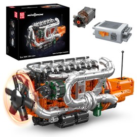 Mould King 10200 V8 Engine Model Kit for Truck, MOC Engine Model Kit with Transmisslon, Engineering Model Building Kit with Battery and Motor, STEM Toys for Kids, 3236 PCS