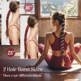 3 Packs 25" Ponytail Holders Hair Ties for Women, Pony Tails Elastic Braided Spiral Hair Holders for Gym Swimming Sports (colorful21)