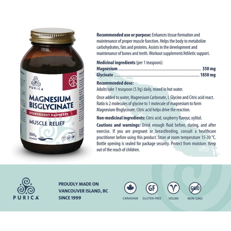 PURICA - Magnesium Bisglycinate - Raspberry - 300 g