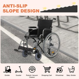 Storystore Threshold Ramps for Doorways, 2'' Wide x 6.6 FT Self-Adhesive Rubber Wheelchair Threshold Ramp, 2/5 Inch Rise Door Thresholds Strip for Wheelchair Stroller Scooter Reducer (Grey)