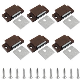 Litoexpe 6 PCS Magnetic Door Catch Brown, Heavy Duty Single Magnetic Catch 15lb Cabinet Magnetic Catch with Screws, Magnetic Catch for Cupboard Kitchen Bathroom Closet Closures Cabinet