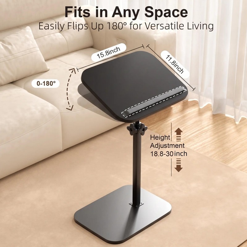 C Shaped End Table for Couch, TV Dinner Tray Table