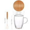 Ulrikco 4 Pack Double Walled Glass Coffee Mugs with Bamboo