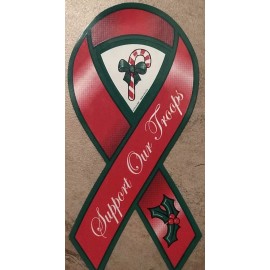 Unbranded Thinking of Our Troops Green Red Christmas Holiday Ribbon Magnet Car Fridge New
