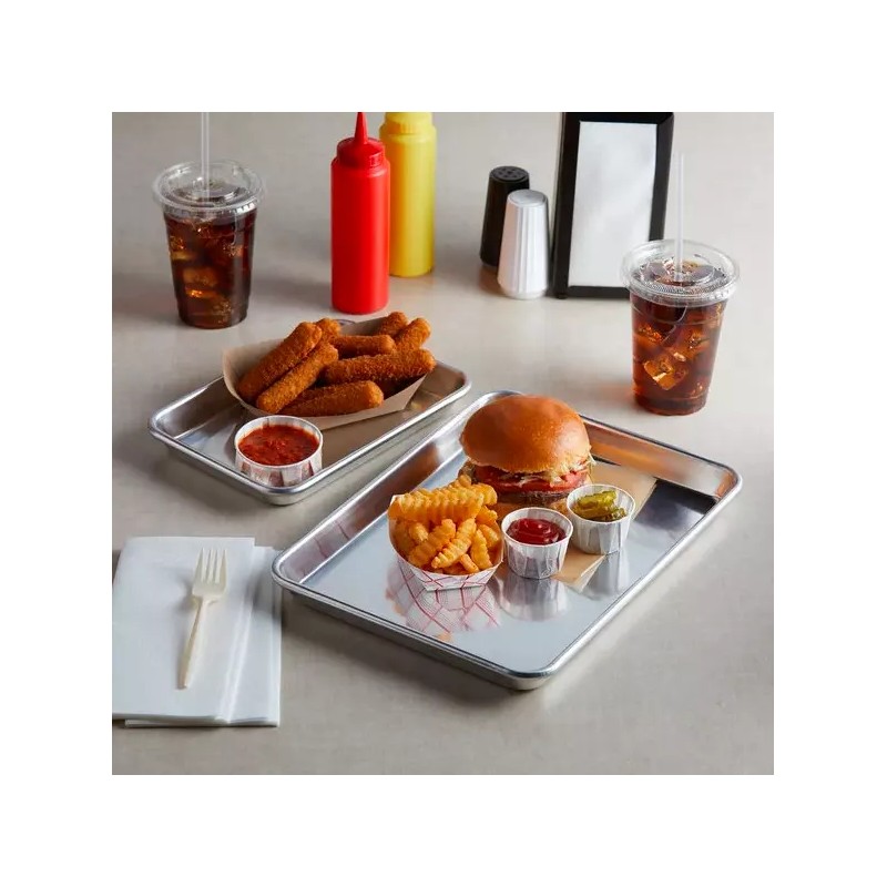 Choice (6-Pack) 1/8 Size Aluminum Bun Sheet Baking Pan Serving