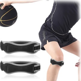 OPVYAEU Pack of 2 knee straps, black, Tendon knee strap, patella knee bandage, patella tendon bandage, adjustable bandage knee for men and women during sports, gray