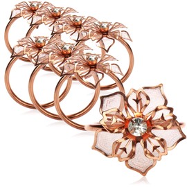 com-four® 8 x Napkin Rings with Flower Motif - Table Decoration for Anniversary, Christmas, Birthdays and Weddings [Selection Varies] (Pack of 08 - Copper)