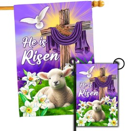 68LDROOTER He Is Risen Easter Garden Flag, Vertical Double Sided, Outdoor Easter Decor Religious Garden Flags (Garden + House Flags)