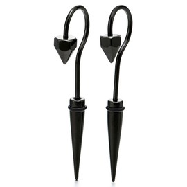 Mens Women Long Dangle Black Horn Claw Stud Earrings Stainless Steel, Screw Back, 2pcs(CA)