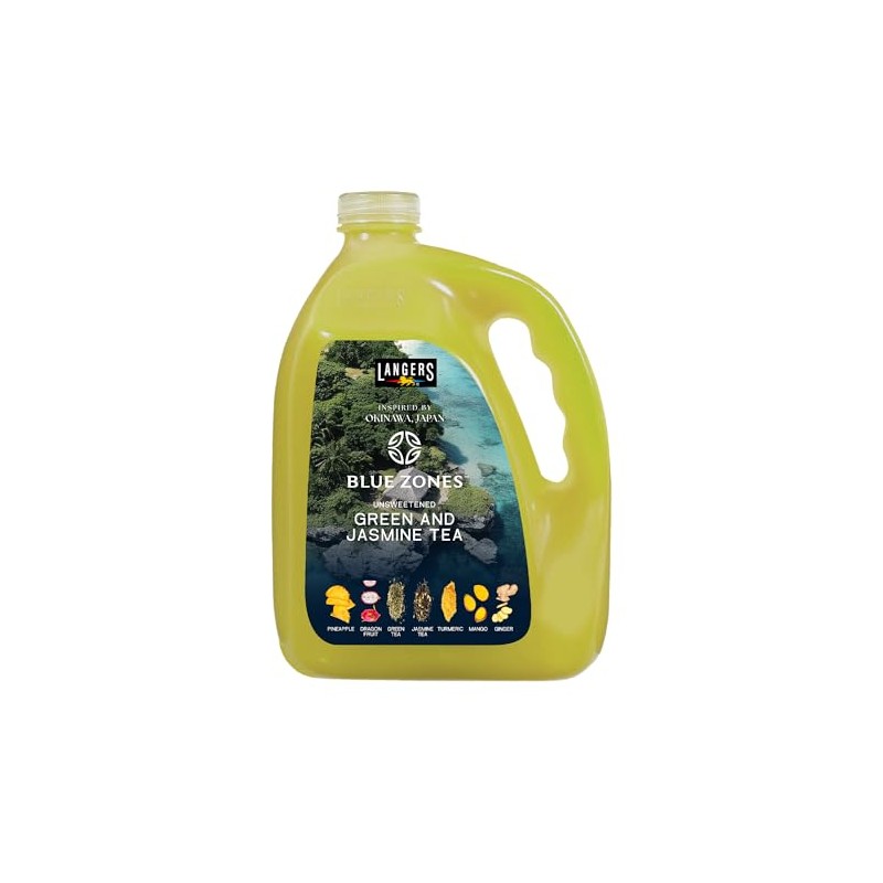 Langers Blue Zones Inspired Unsweetened Tea, Green & Jasmine Tea,