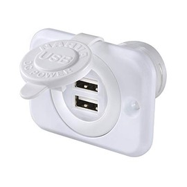 Narva 81134WBL Heavy Duty Blister Pack Dual USB Socket for RV and Marine Applications in Blister Pack, White